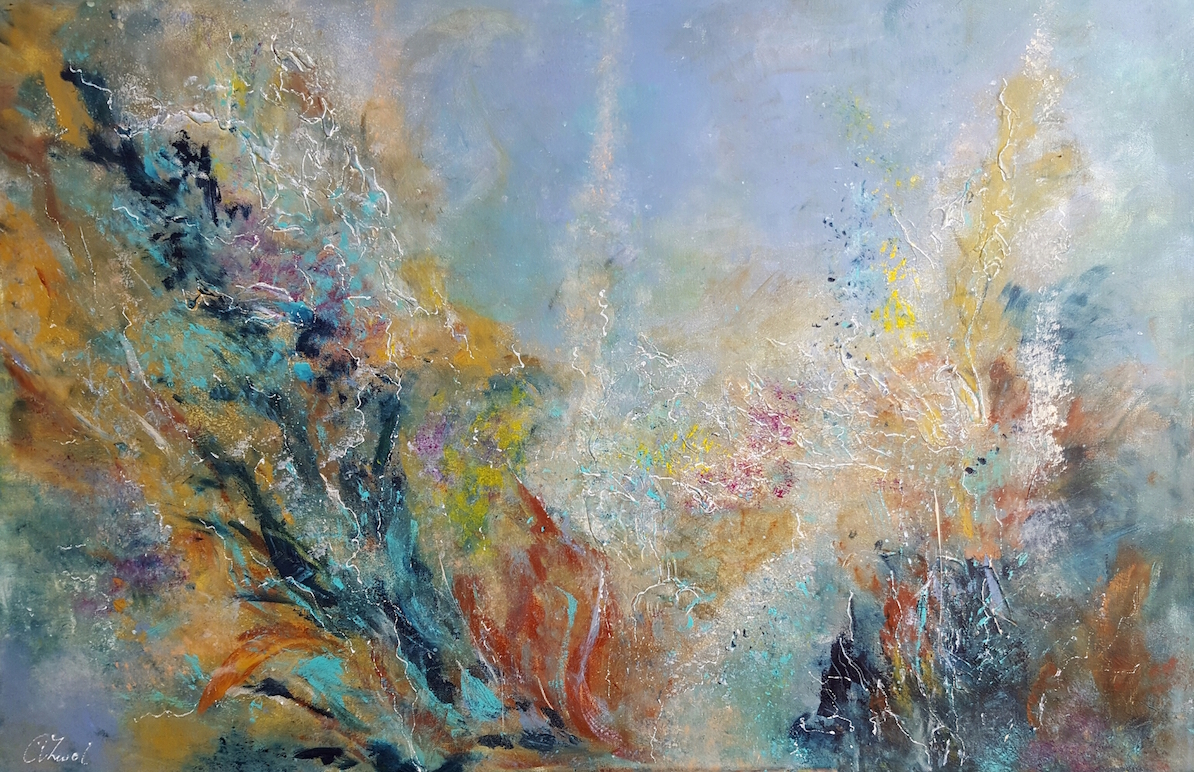 Onderwater wereld acryl op doek 115 x 75 cm